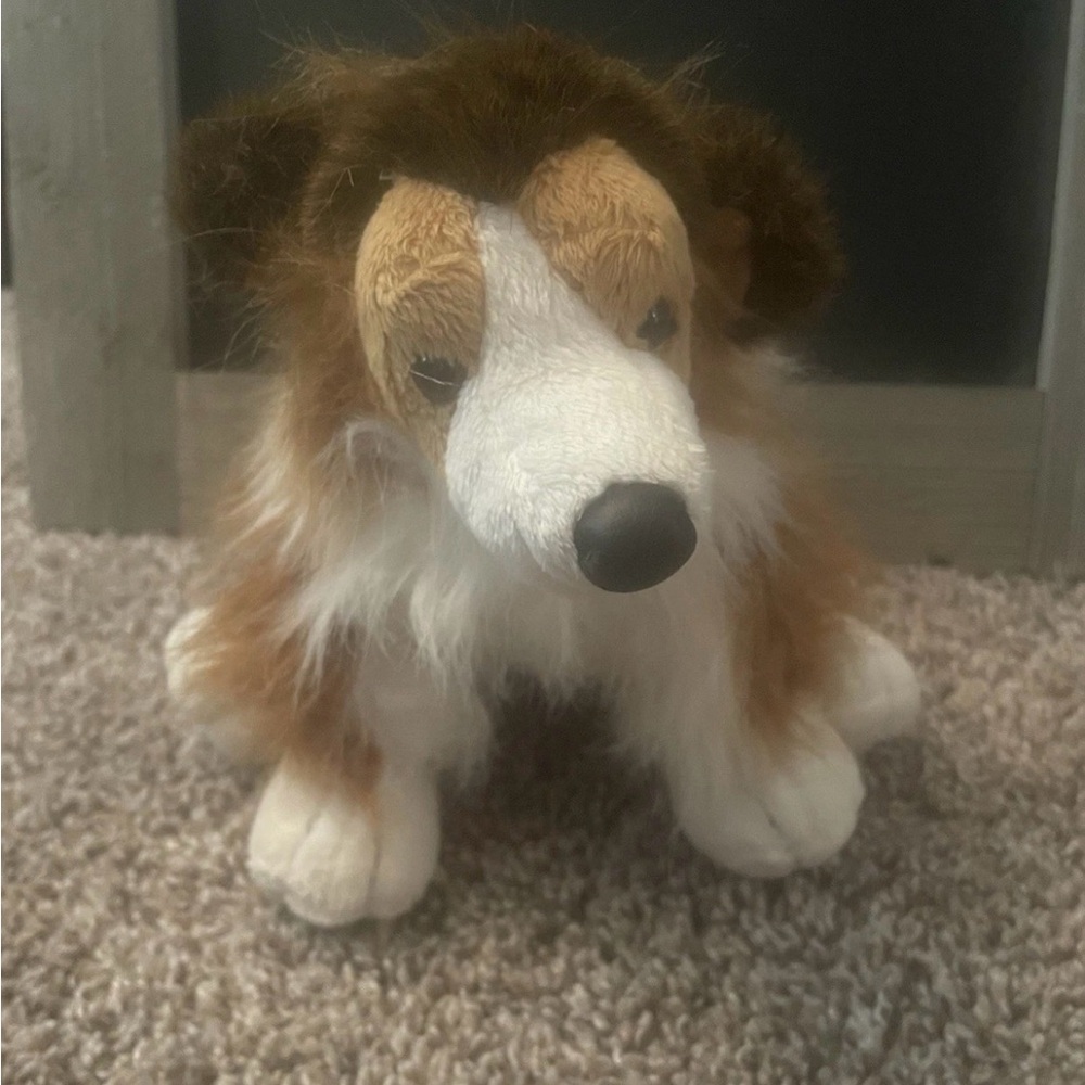 Ganz Webkinz Collie HM149 White Brown Plush 9'' Stuffed Animal Dog No Code‎